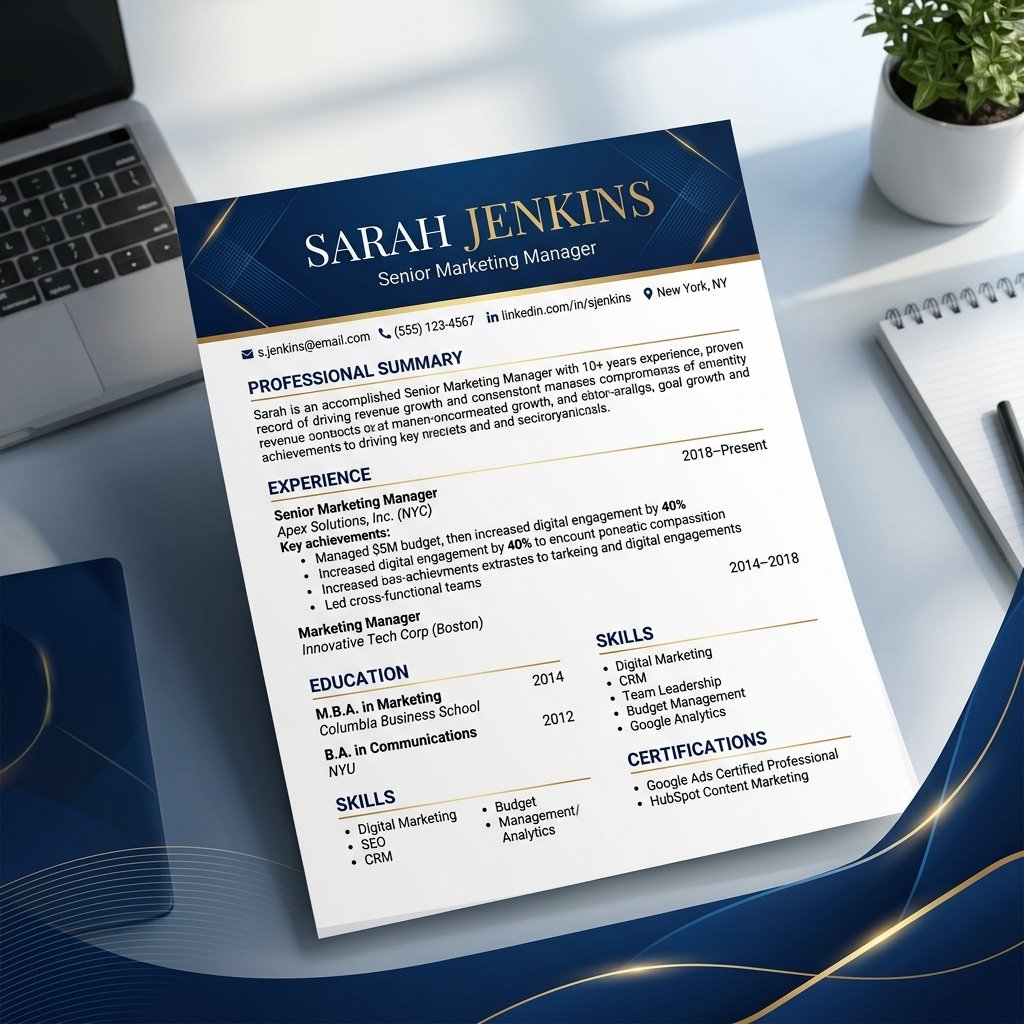 Sarah Jenkins Resume template